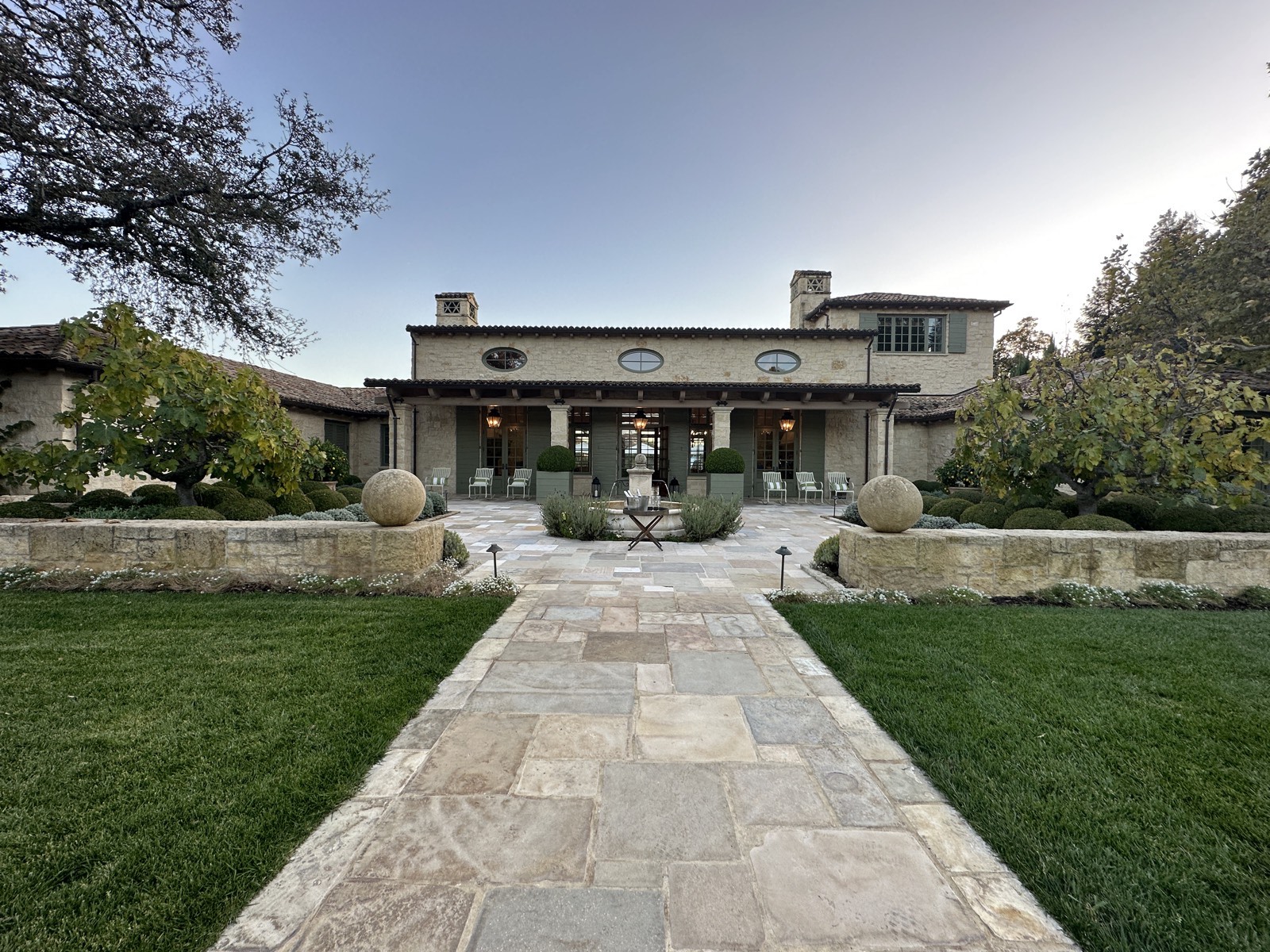 Mediterranean stone villa with covered veranda